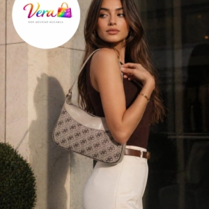 Vera Milano Monogram Bej Omuz Çantası