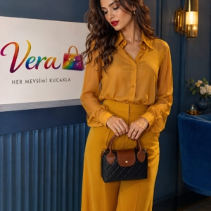Vera Elegance Kapitone Mini Siyah Çanta